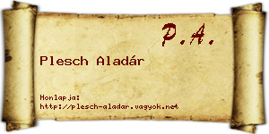 Plesch Aladár névjegykártya